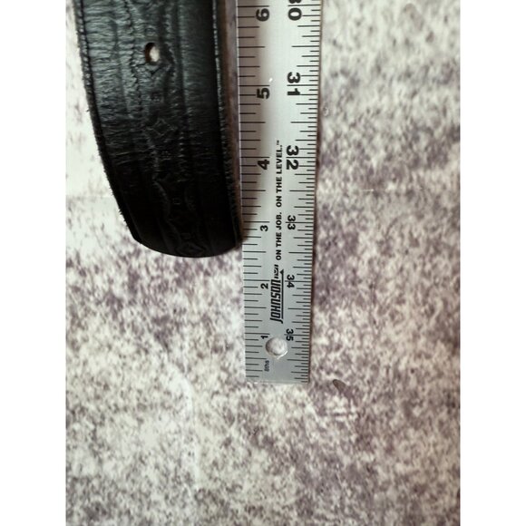 Leather Belt Silver womens M 34"L Black Buckle Bull Conchos Turquoise Western - Picture 11 of 14